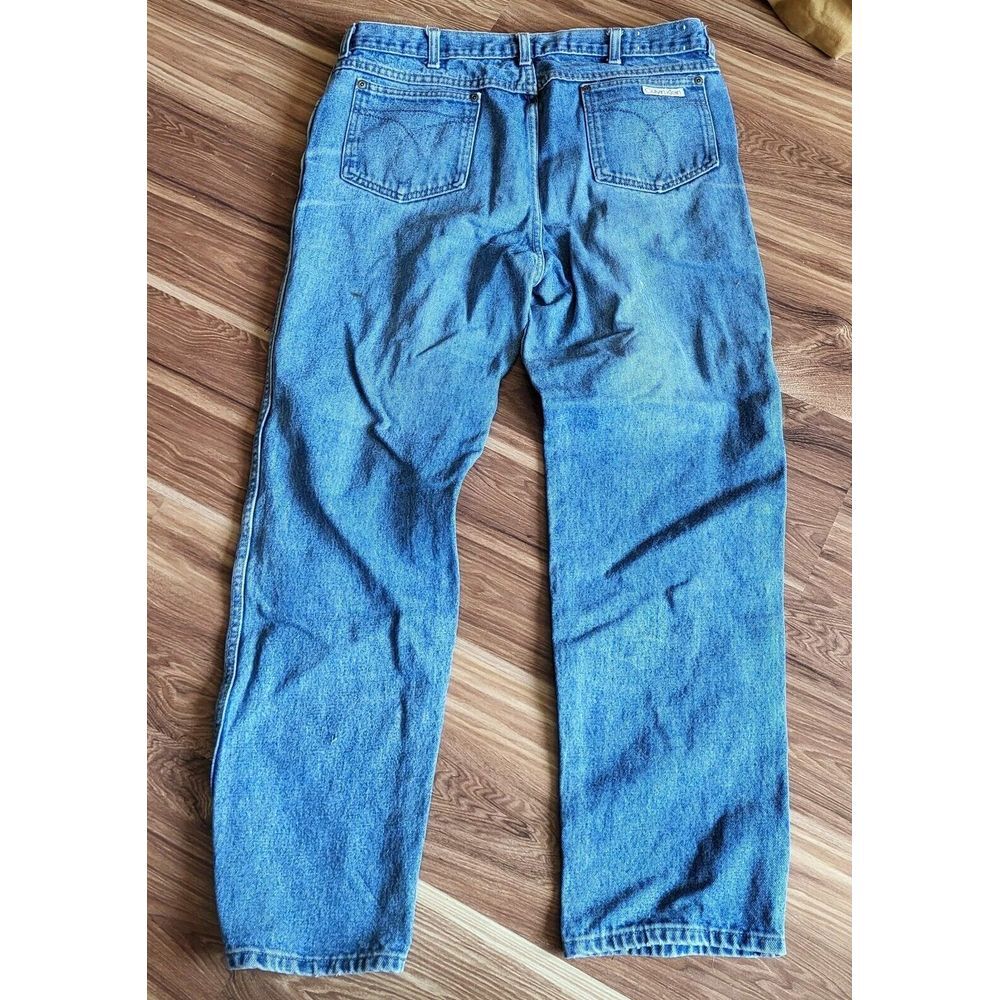 Vintage 80s Mom Jeans Calvin Klein 35x30 High Waisted Med Wash 38 USA Denim - Picture 10 of 16
